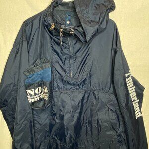Timberland Windbreaker Jacket Sports Series 1/3 Zip M Blue Black Mens 1997 VTG